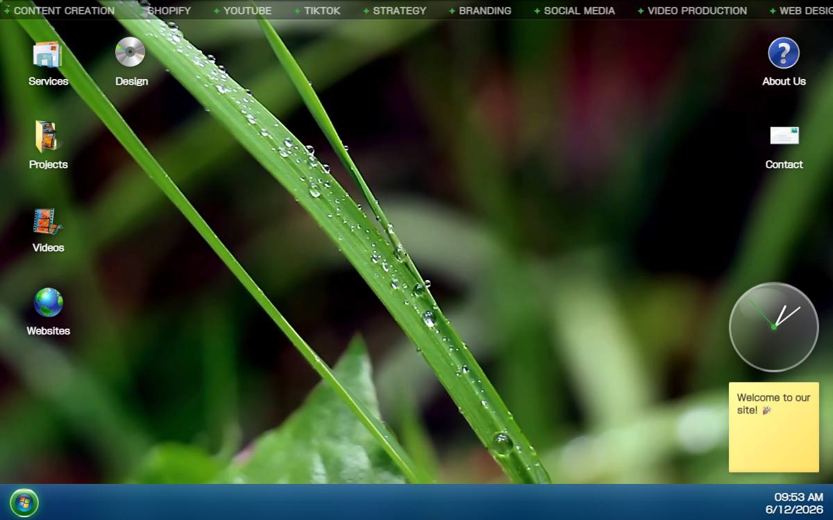 Screenshot of the Gub Gub Global interactive desktop-OS portfolio site